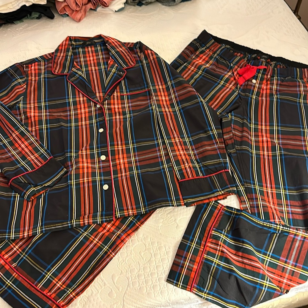 Ladies J.Crew NWOT Vintage Cotton Pajamas in Stewart Tartan Size L